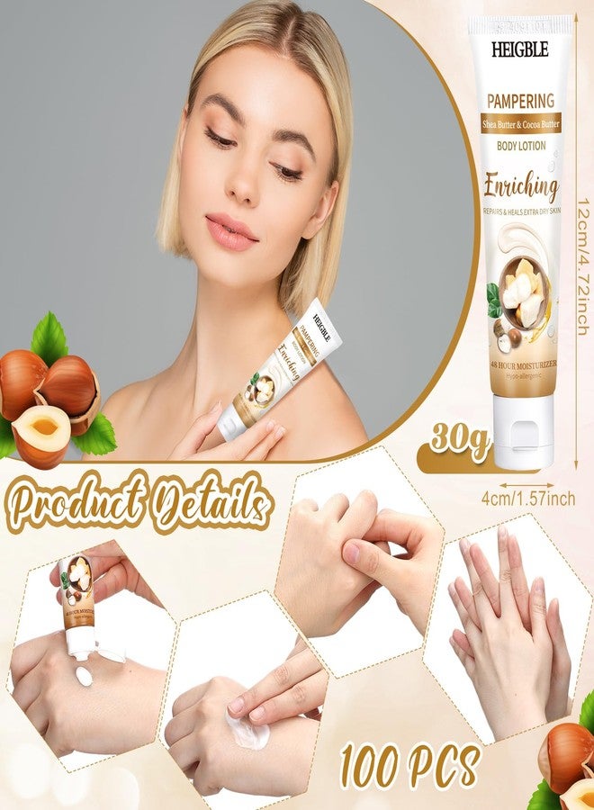Heigble 100 Pack Travel Size Body Lotion Shea Butter Cocoa Butter Body Cream 1 oz Dry Skin Moisturizer with Flip Cap for Extra Dry Skin, Inns, Hotels Resorts, Airlines, Offices, Gyms and More - Image 2